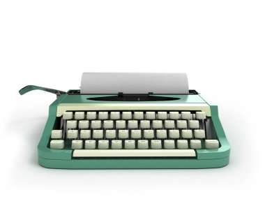 Daktilo kağıt ile. Kırpma yolu ile beyaz arka plan üzerinde izole 3d