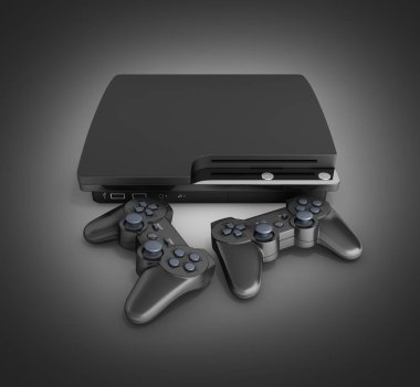 degrade arka plan siyah 3d render izole joystick ile siyah oyun konsolu