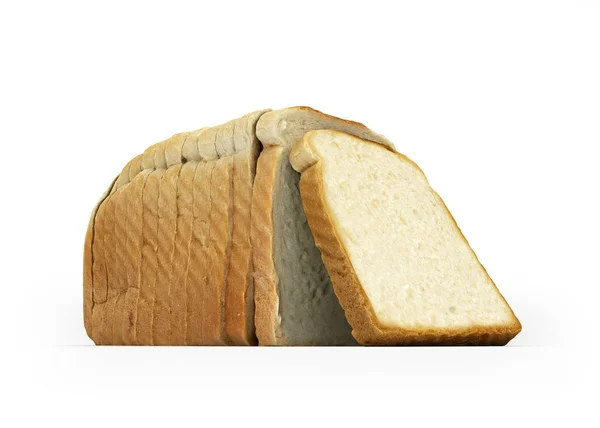 スライスしたパンは 白で隔離の の背景 — ストック写真