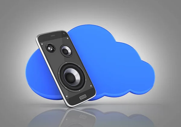 Concept Van Cloud Opslag Smartphone Met Cloud Opslag App Blauwe — Stockfoto