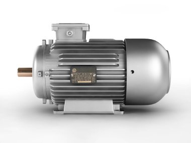 Elektrikli motor üzerinde izole beyaz arka plan 3d
