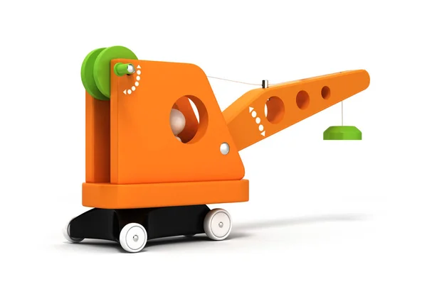 白色背景的玩具起重机3D — 图库照片
