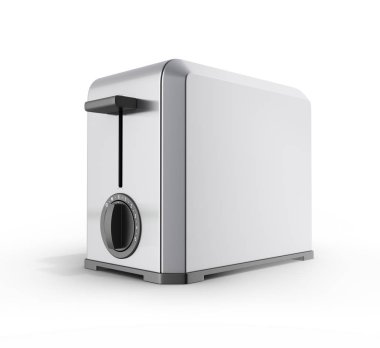 Gri metal ekmek kızartma makinesi üzerinde beyaz izole arka plan 3d