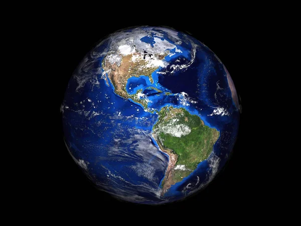Planeet Aarde Zwarte Achtergrond Weergave Vanuit Ruimte — Stockfoto