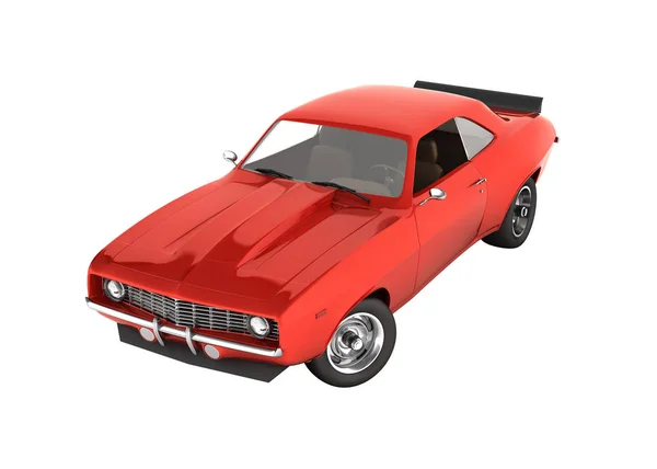 红色肌肉车没有阴影查出在白色背景3D — 图库照片