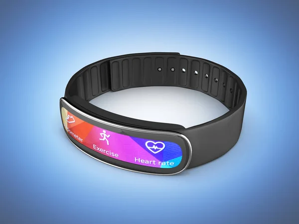 Fitness Armband Smartwatch Isoliert Auf Blauem Farbverlauf Hintergrund — Stockfoto