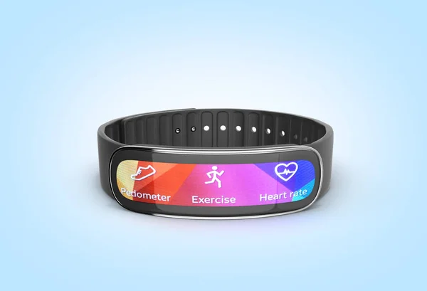 Fitness Armband Smartwatch Isoliert Auf Blauem Farbverlauf Hintergrund — Stockfoto