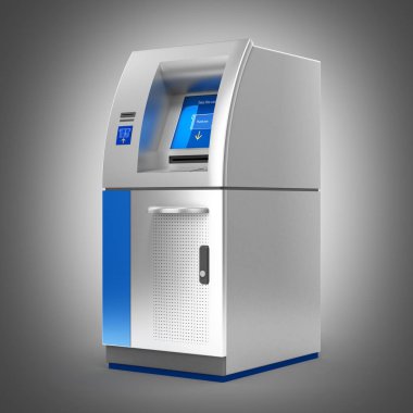 ATM banka para makine üzerinde gri degrade artalanları 3d