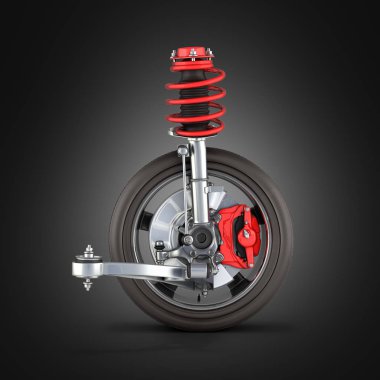 tekerlek üzerinde siyah degrade 3d ile aracın süspansiyon