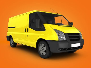 Turuncu degrade arka plan 3d render sarı teslim van