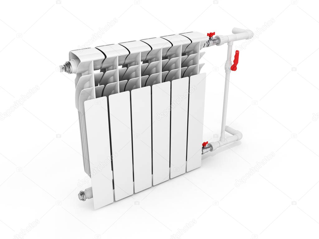 Heating white radiator isolated on white background 3d