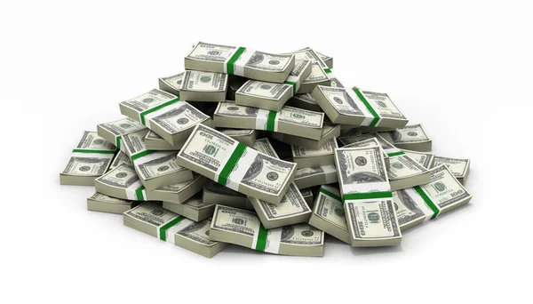 büyük yığın para Amerikan Doları faturalarında beyaz arka plan 3d