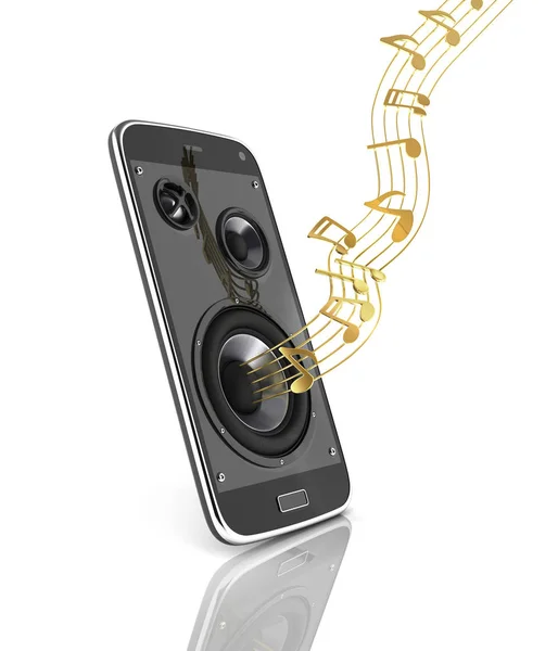 Teléfono Inteligente Musical Aplicación Música Para Teléfonos Móviles Móvil Altavoces — Foto de Stock
