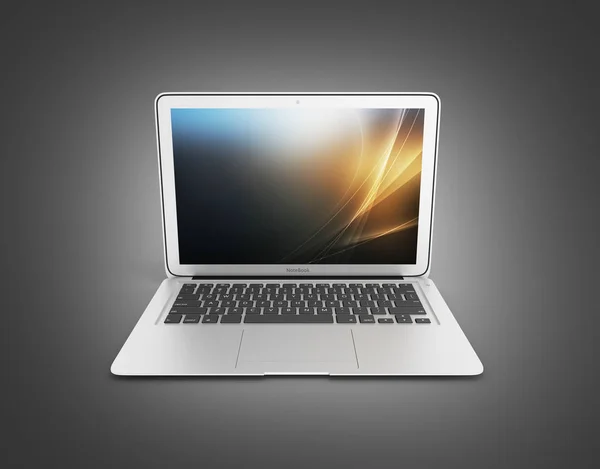 Moderne Laptop Geïsoleerd Zwarte Gradeient Achtergrond — Stockfoto