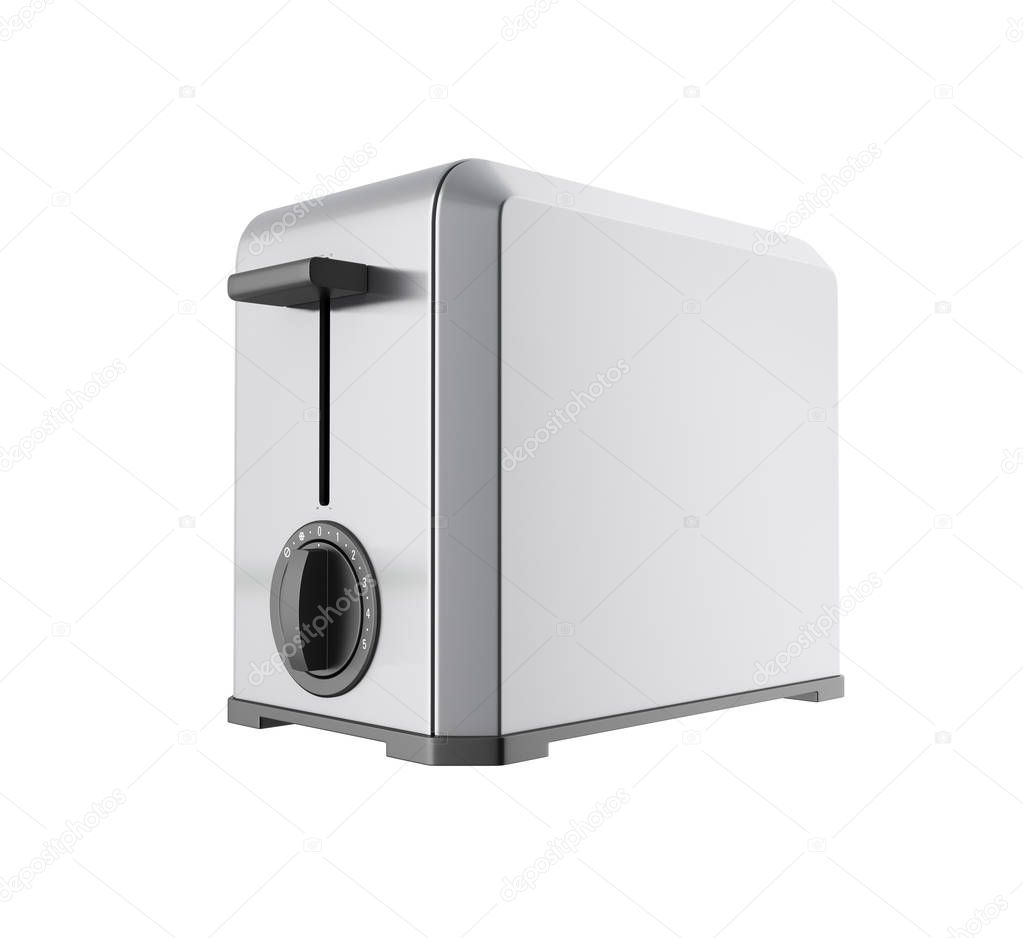 Grey metal toaster isolated on white background 3d without shadow