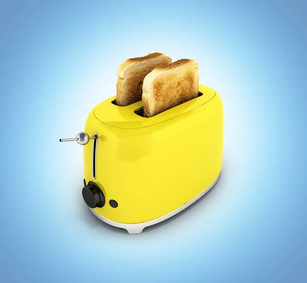 Toaster Toasted Bread Isolated Blue Gradient Background Kitchen Equipment Close — Stock Photo, Image