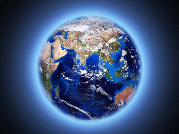 Planeet Aarde Schijnt Weergave Vanuit Ruimte — Stockfoto