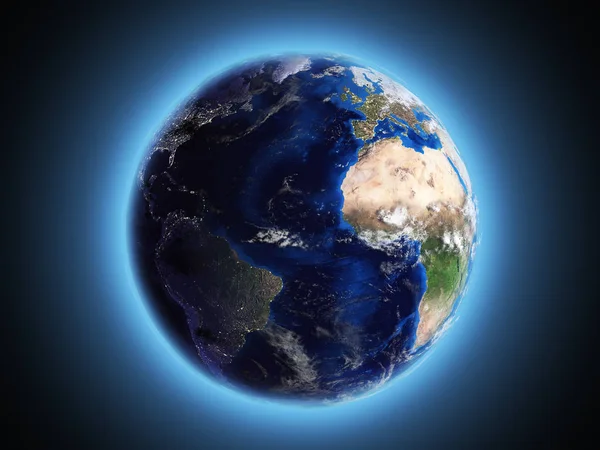 Planet Earth Shines Space Render — Stock Photo, Image