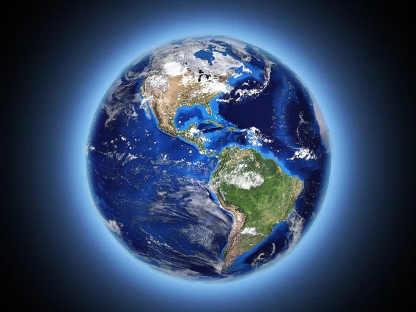 Planeet Aarde Schijnt Ruimte — Stockfoto