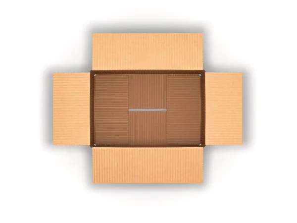 Open Cardboard Box Isolated White Background — Stock Photo, Image