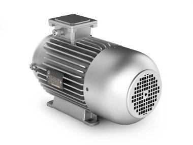 Elektrikli motor üzerinde izole beyaz arka plan 3d
