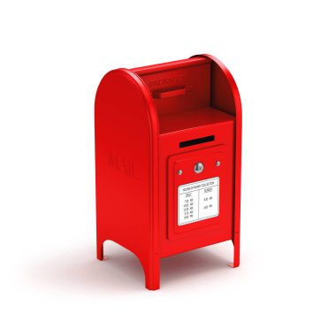 Beyaz arka plan koyu mavi posta kutusu 3d görüntü izole