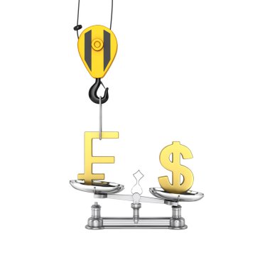 Vinç Frangı yanaşıyor ve düşürür Döviz Kuru destek Doları vs Frangı kavramı dolar üzerinde beyaz arka plan gölge olmadan 3d