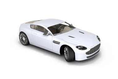 beyaz izole spor araba araç arka plan 3d