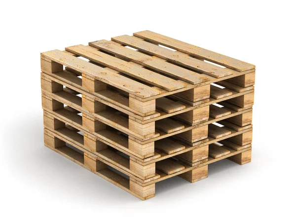 Wooden Pallet Isolated White Illustration — Stock Photo, Image