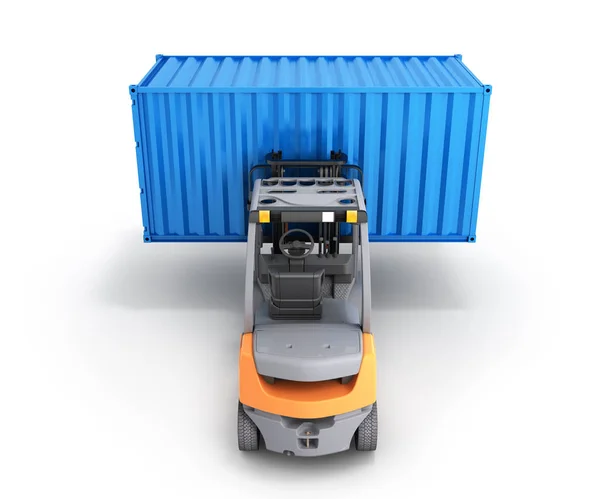 Gabelstaplerumschlag Des Frachtcontainers Isoliert Auf Weißem Hintergrund Render — Stockfoto