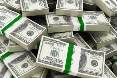 Arka plan ile para Amerikan yüz dolar faturaları 3d