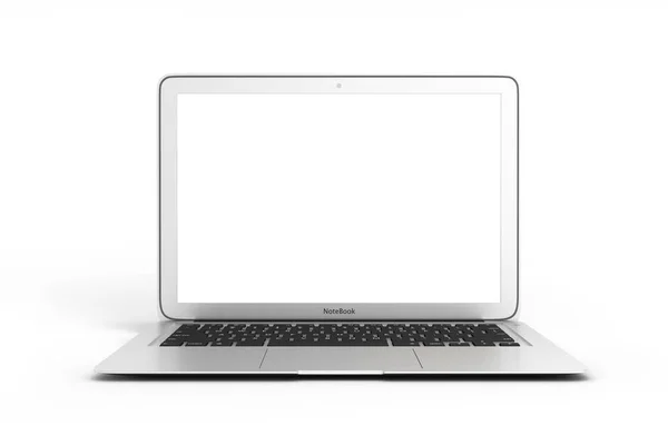 Сучасний Ноутбук Порожнім Екраном Ізольовано Білому Тлі — стокове фото
