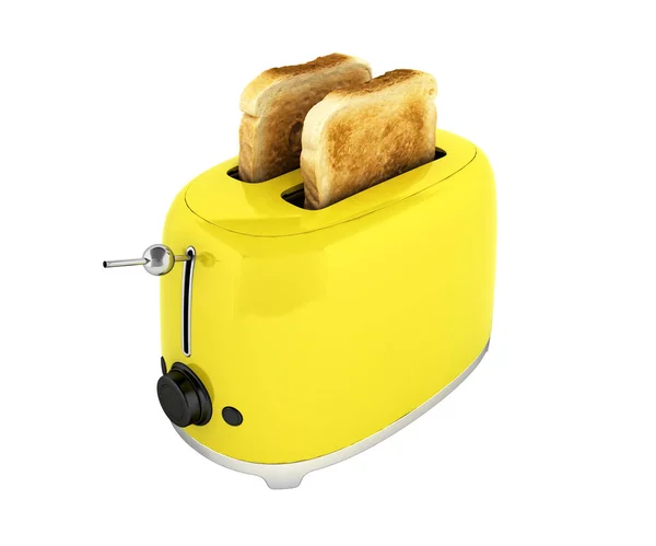 烤面包机与被隔绝的烤面包在白色背景厨房设备关闭没有阴影3D — 图库照片