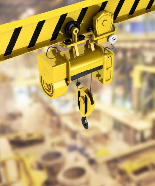 Genel gider vinç fabrika üzerinde izole arka plan 3d