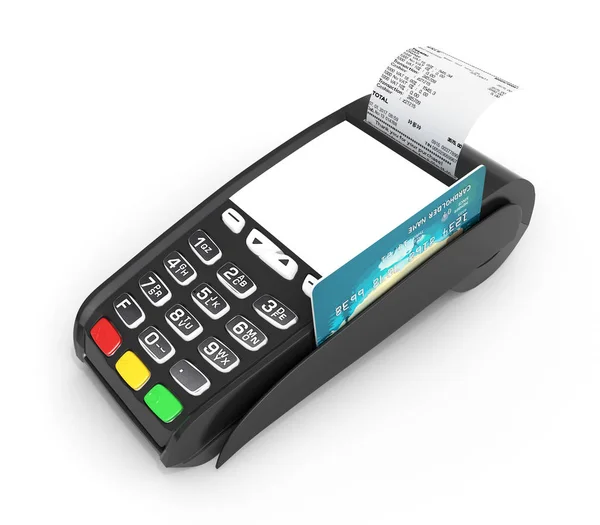 Kartenzahlungsterminal Pos Terminal mit Kreditkarte und Quittung — Stockfoto