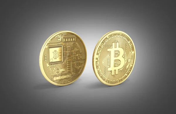 Bitcoin 3D isometric Physical bit coin in gold Digital currency