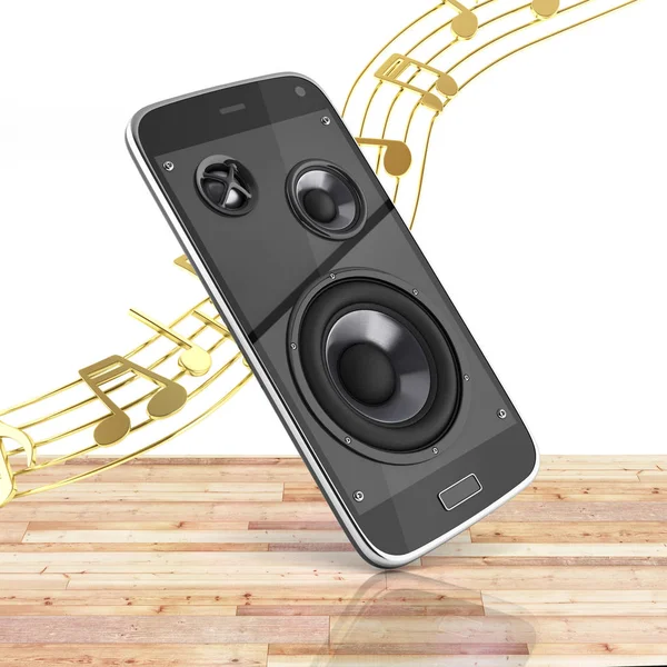 Smartphone musical Aplicación de música para teléfono móvil Móvil y loudspea — Foto de Stock