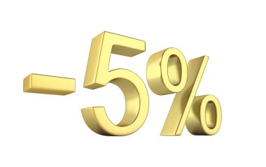 Beyaz zemin üzerine gölge olmadan altın metin %5 indirimli 
