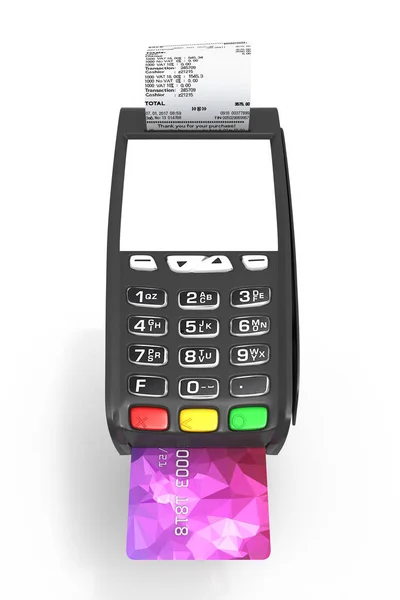 Card payment terminal with an empty screen POS terminal with cre — Stock Photo, Image
