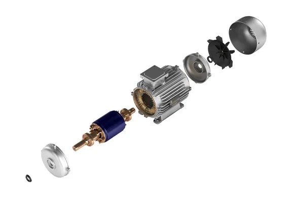 Elektrik motoru beyaz gölge olmadan ayrıntılı arka plan 3d