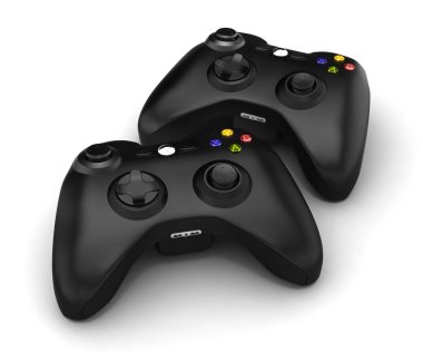 siyah üzerine beyaz izole gamepads arka plan 3d