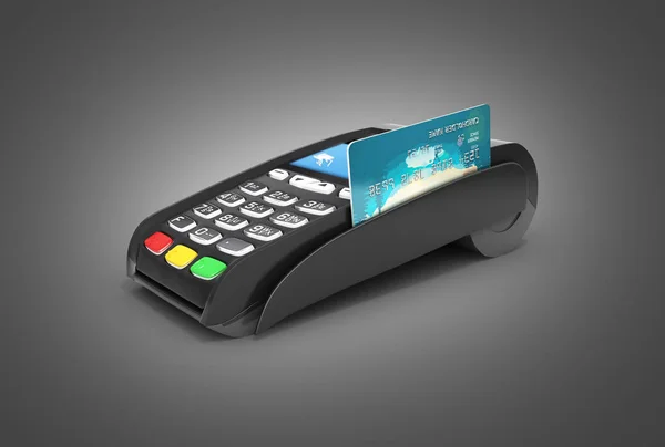 Card payment terminal POS terminal with credit card isolated on — Stock Photo, Image