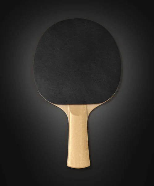 Ping-Pong racket op een zwarte achtergrond 3d — Stockfoto