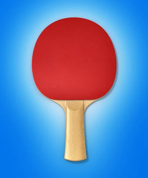 Raqueta de ping-pong sobre fondo azul degradado 3d —  Fotos de Stock
