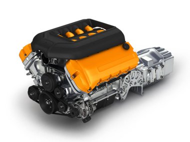Otomotiv Motor şanzıman assembly.3d illüstrasyon.