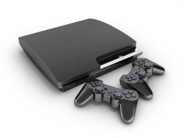 Üstten Görünüm üzerinde beyaz bac izole joystick ile siyah oyun konsolu