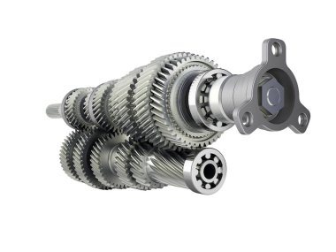 Automotive transmission gearbox Gears inside on white background clipart