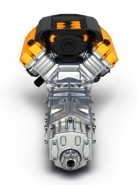 Otomotiv Motor şanzıman assembly.3d illüstrasyon.