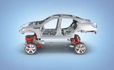 Vücut ve süspansiyon arabanın ile tekerlek ve motor Undercarria