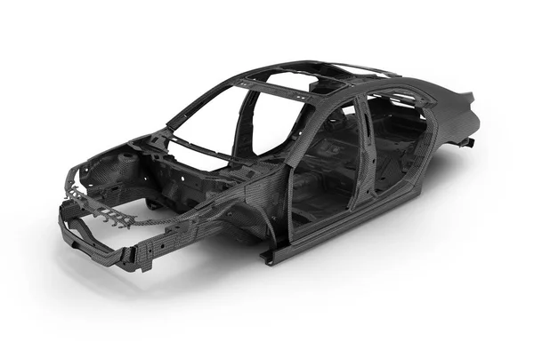 Karbon tubuh mobil terisolasi pada latar belakang putih 3d ilustrasi — Stok Foto